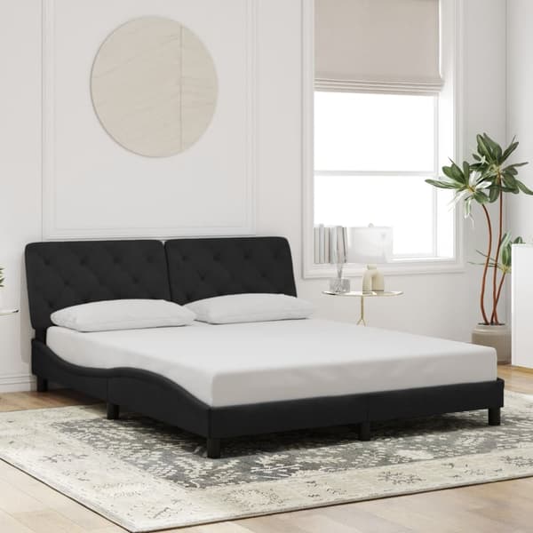 vidaXL sengestel med LED sort 160x200 cm fløjl