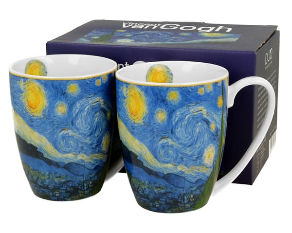 Set med 2 Van Gogh-muggar med stjärnhimlen