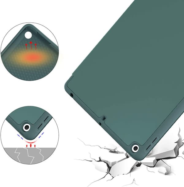 Fodral för iPad 10.2" 2021/2020/2019 (9:e/8:e/7:e generationen), med stylushållare, Grön