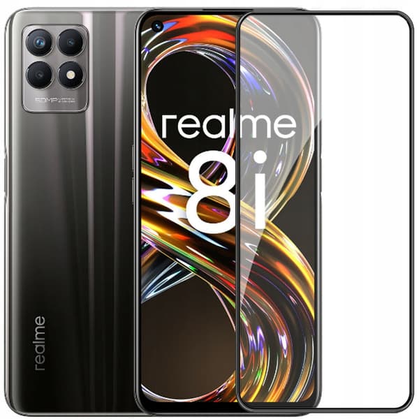 2x härdat glas för Realme 8i med helskärmstäckning och 5D-glas