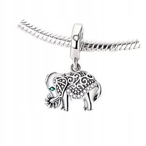 Pärlhänge Silver S925 Indisk elefant Lyckoblommig prydnad