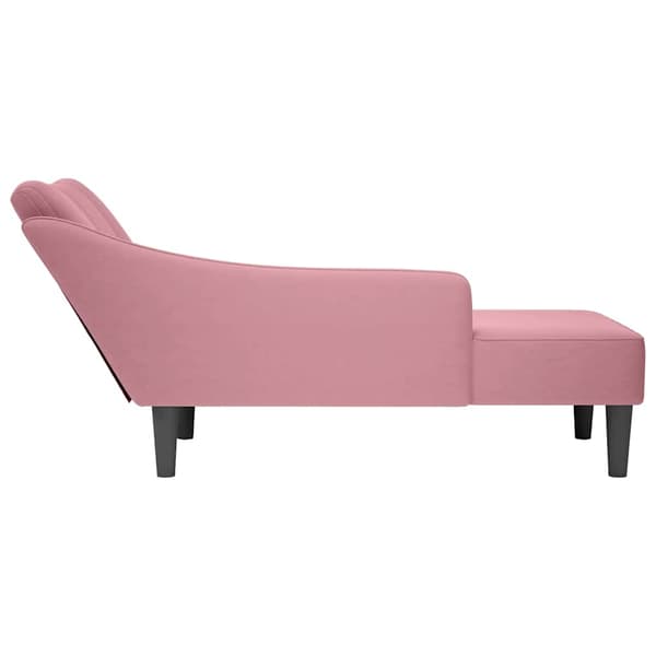 vidaXL Schäslong med höger armstöd rosa sammet