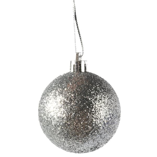 Sæt med 12 sølvglitterkuler - Julepynt 6 cm