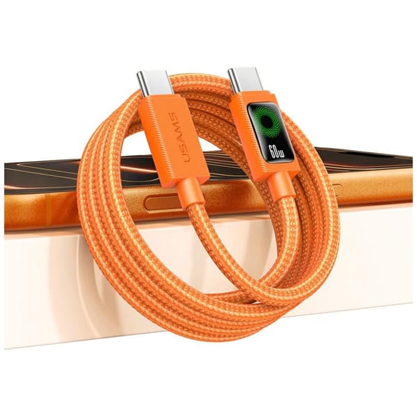 USAMS SJ773 PD 60W USB-C/USB-C-kabel 1,2 m orange