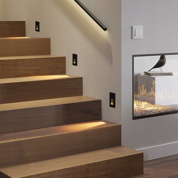 LED-trappbelysning svart 230V aluminium rörelse- och skymningssensor 4500K