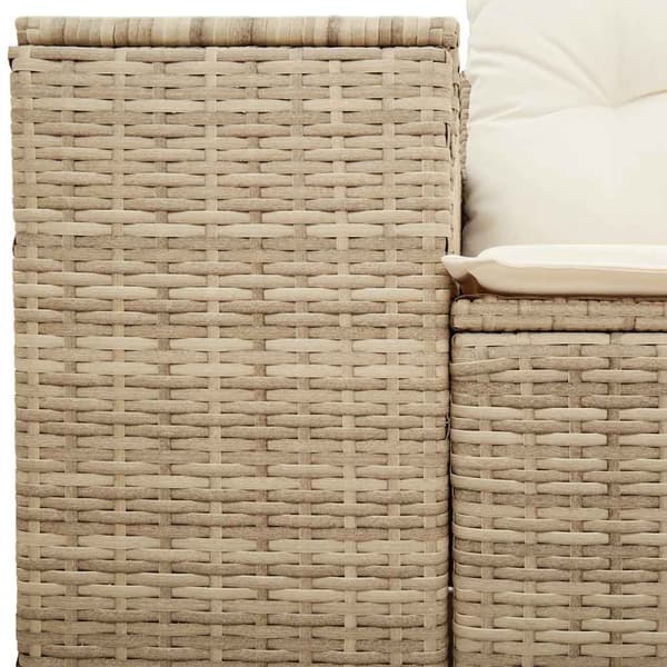vidaXL Trädgårdssoffa med kuddar, 2-sits, beige, polyrotting