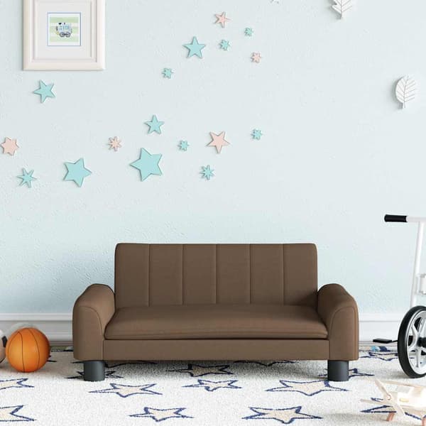 vidaXL Barnsoffa, brun, 70x45x30 cm, tygklädd