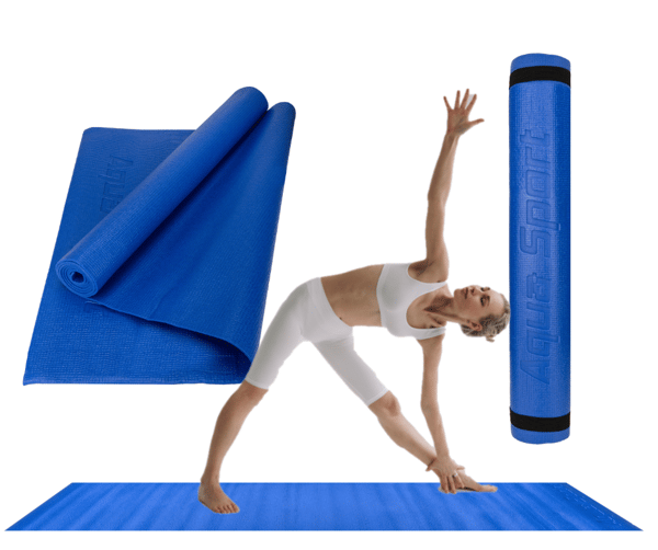 Powerstretch Aqua-Sport Pro yogamåtte, blå PVC