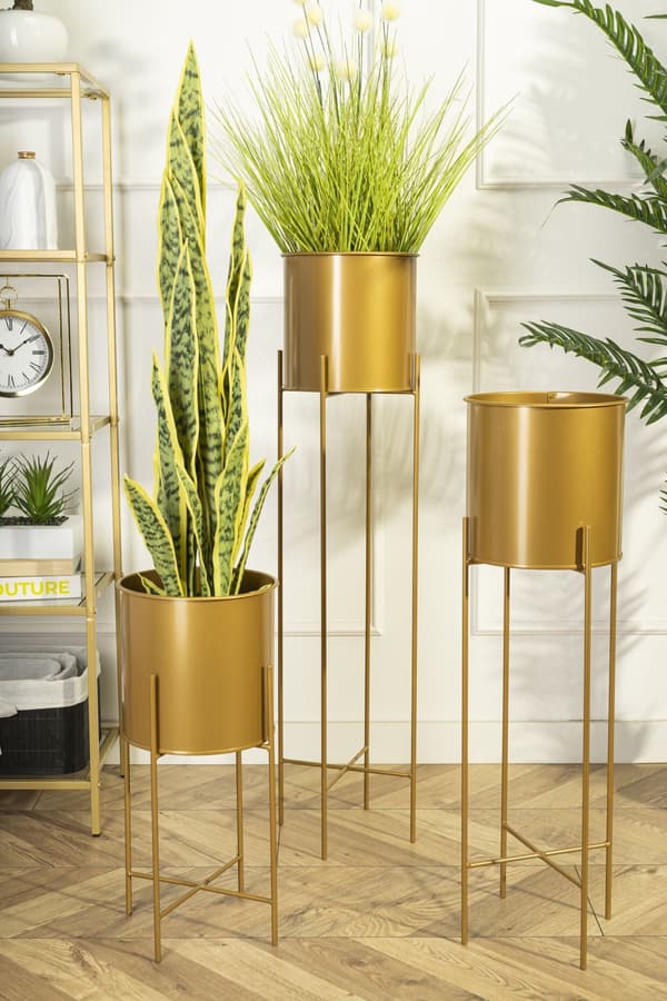 Blomstativ med lock 95 cm guld