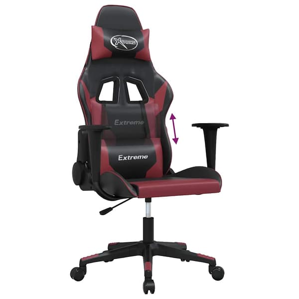 vidaXL gamingstol, sort og bordeaux, kunstlæder