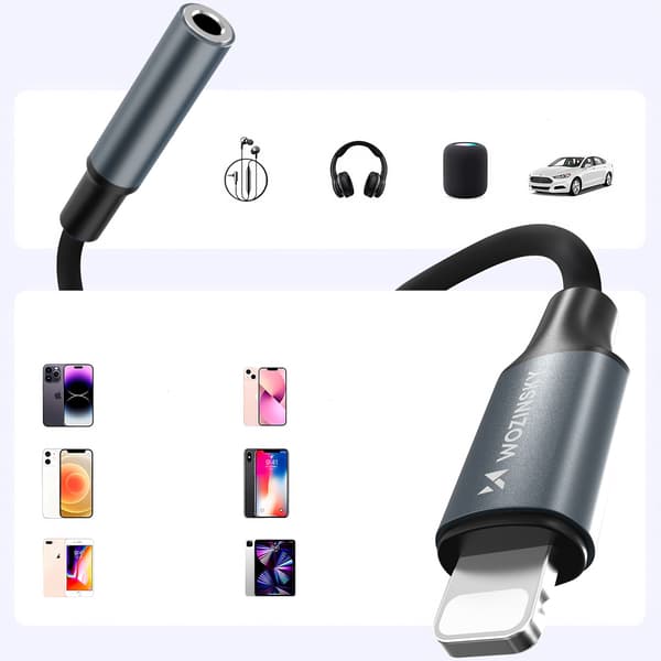 iPhone Lightning till 3,5 mm minijack-adapter – svart