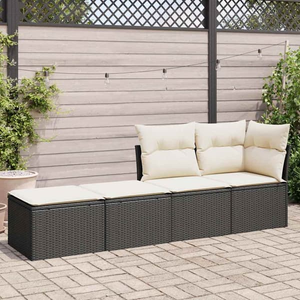 vidaXL 2-delt sofasæt med hynder, sort, polyrattan og akacie