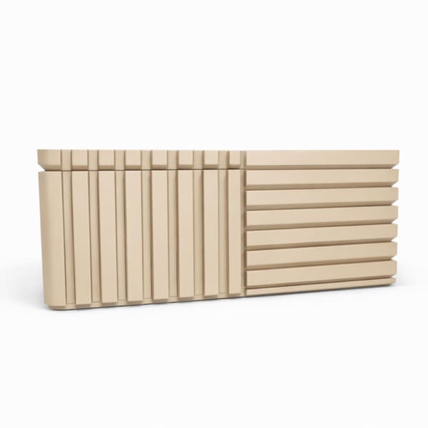 Beige rillet organizer-boks med låg til småting til kontoret