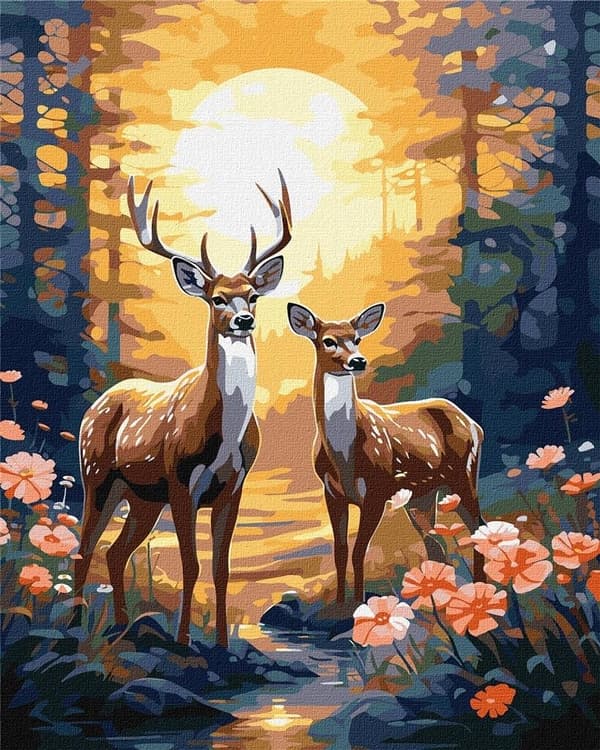 Maleri efter tal - Yndefuld hjort 40x50cm