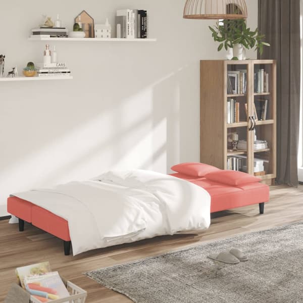vidaXL 2-sitssoffa med 2 kuddar, rosa sammet