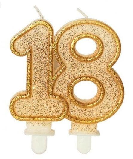 Glitter fødselsdagslys 18