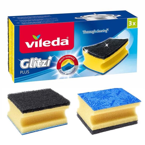 Vileda Glitzi Plus profileret skuresvamp 3 stk.