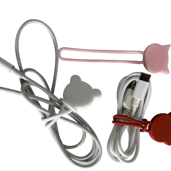 Silikon kabelupprullare rosa