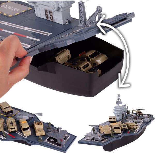 [5] Militärfartyg Hangarfartyg + Flygplan Bilar Soldater U716