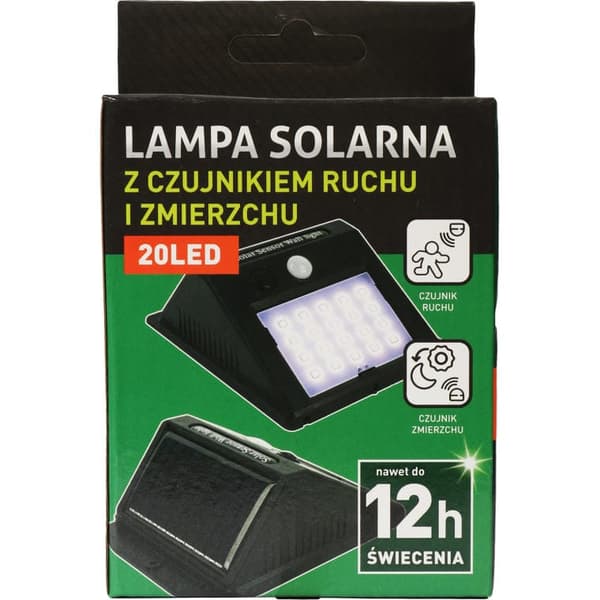 Solcellsdriven LED-lampa med rörelse- och skymningssensor, solcellsdriven, kallvit utomhusbelysning för panelmontering