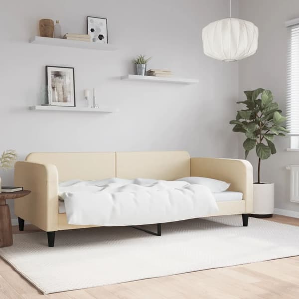 vidaXL Bäddsoffa krämfärgad 100x200 cm tygklädd