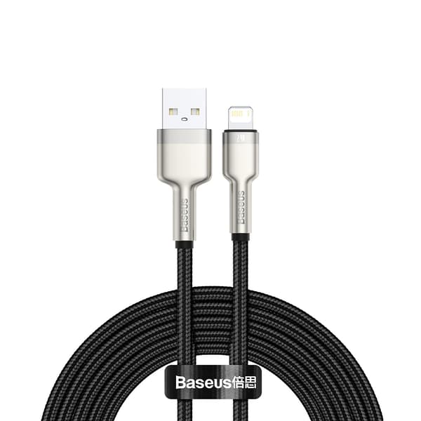Cafule-sarjan metallidata USB-A - iPhone Lightning 2.4A 1m -kaapeli - musta