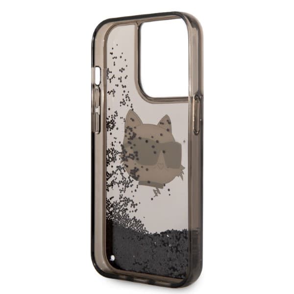 Karl Lagerfeld Glitter Choupette Head-cover til iPhone 14 Pro Max, sort