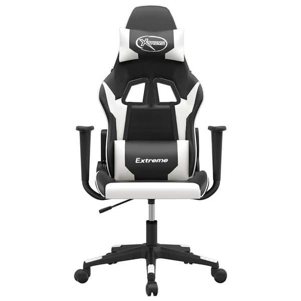 vidaXL massage-gamingstol, sort og hvid, kunstlæder