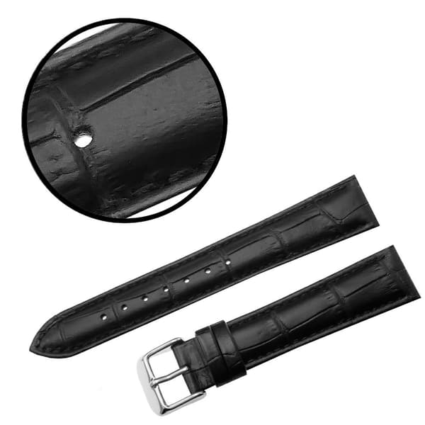 FUJI LÆDERREM 19 MM CROCODILE sort rem, sorte syninger