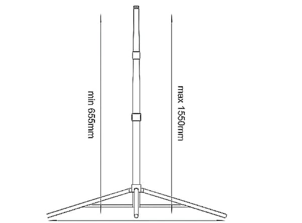 LED-projektørstativ til halogenlamper dobbeltkonstruktionsstativ 65,5-155 cm