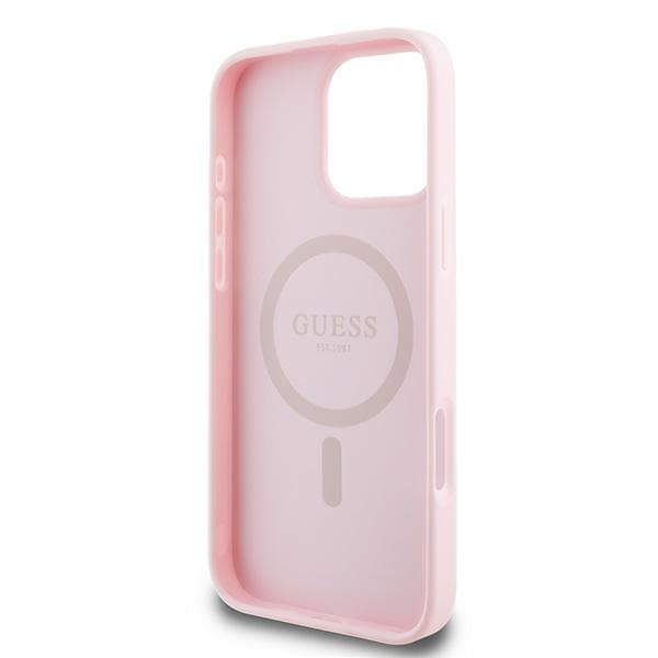 Guess Grained Ring MagSafe-etui til iPhone 16 Pro, lyserød