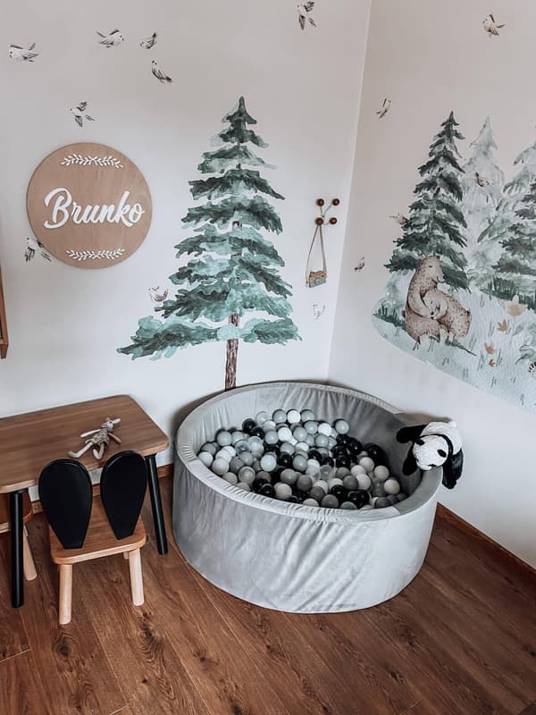 Tør pool 90x90x40 fløjlsgrå uden bolde