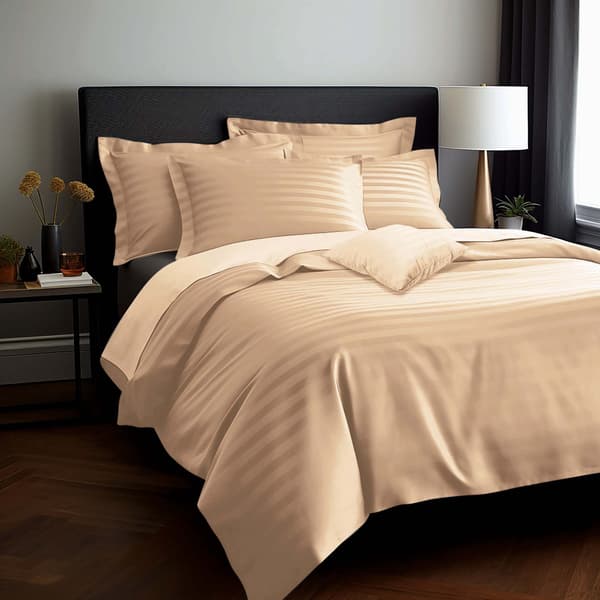 Sengesæt 180x200 bomuld med bambusfiber, beige, 7 dele