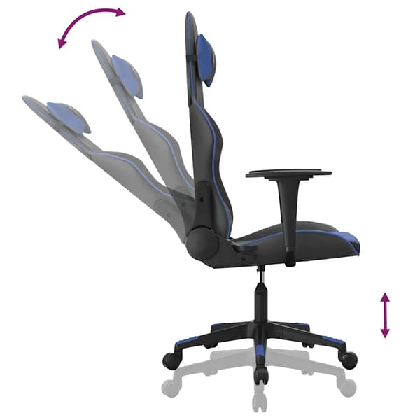 vidaXL massage-gamingstol, sort og blå, kunstlæder