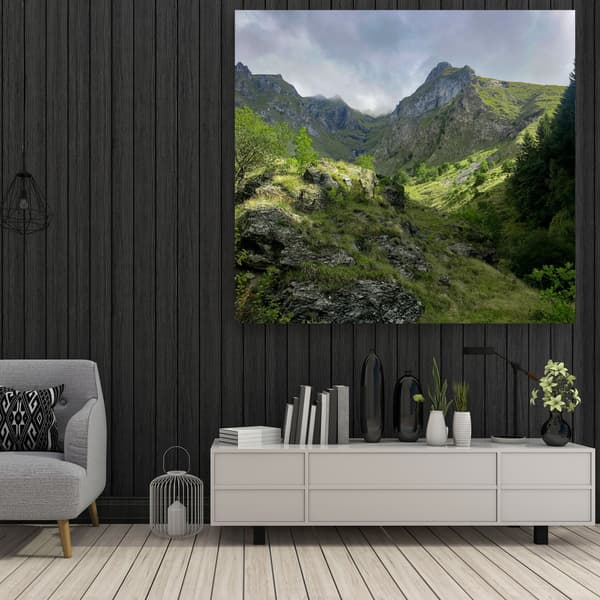 Lærredstryk Natur Bjerge 90x90 cm