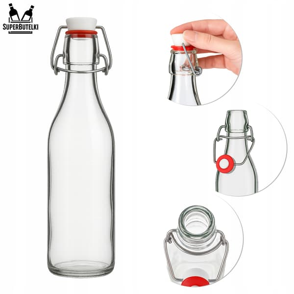 Setti - 5 x pyöreä pullo klipsillä - 500 ml