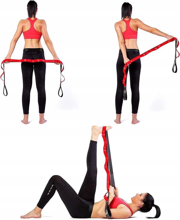 Yogabälte 12 öglor elastiskt yogabälte för pilatesövningar