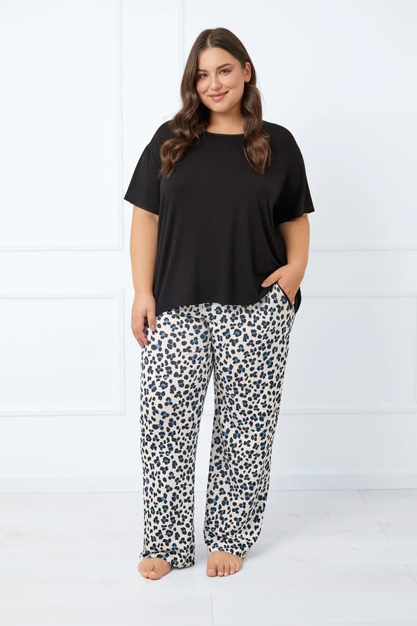 Dampyjamas, kortärmade, långbyxor, Savanna M