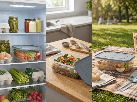 REKTANGULÆR PLASTIK MADBEHOLDER GRANO 2,1L