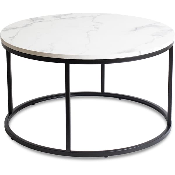 CONNY MAX sofabord 80 cm hvid marmor/sort moderne glamour