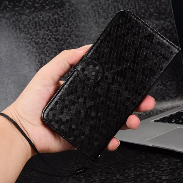 Realme Note 70T 4G Flip-etui, Pung med Rhombus, Sort