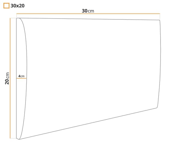 Polstret panel 30x20 Mono 248 (Sort)