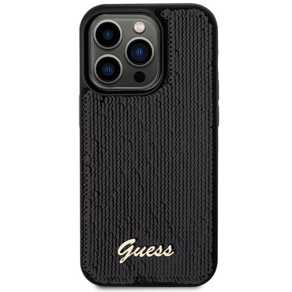 Guess Sequin Script Metallskal till iPhone 13 Pro / 13, Svart
