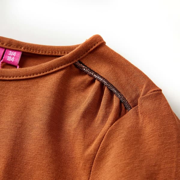 Børne langærmet T-shirt, cognac, 92