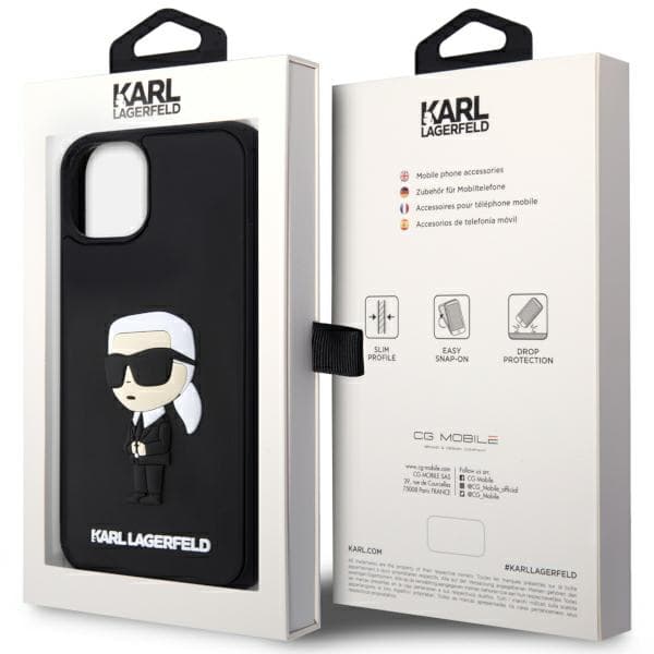 Karl Lagerfeld Rubber Ikonik 3D-cover til iPhone 14 Plus, sort