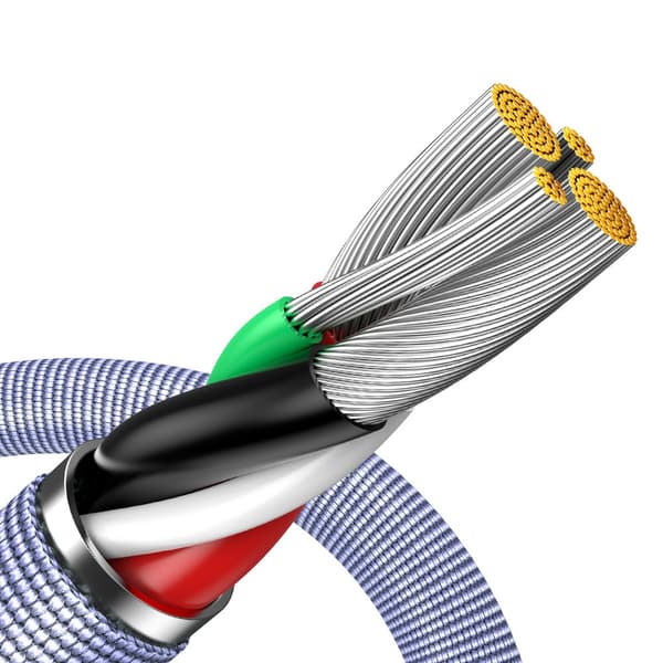 Kabel til hurtig opladning og dataoverførsel USB iPhone Lightning 2.4A 2m lilla