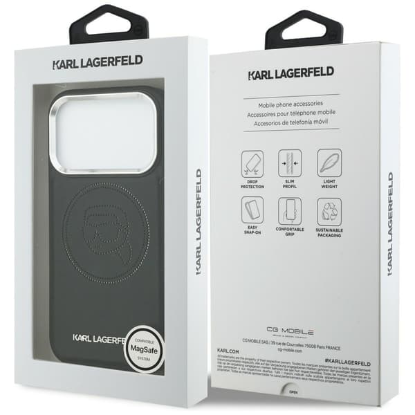 Karl Lagerfeld K Head Point Logo MagSafe-etui til iPhone 17 Pro Max, sort