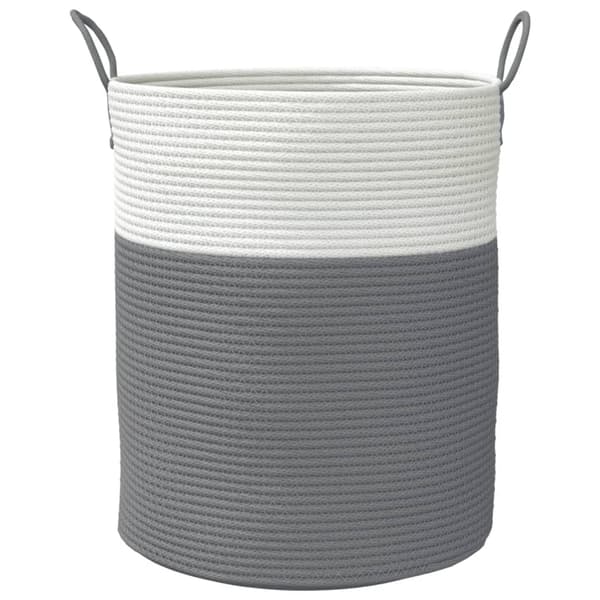 vidaXL Förvaringskorg grå och vit Ø38x46 cm bomull
