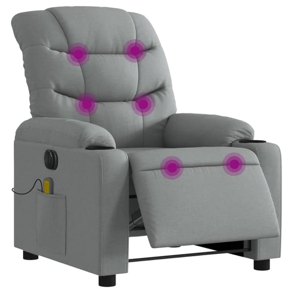 vidaXL elektrisk massagestol med lænefunktion lysegrå stof