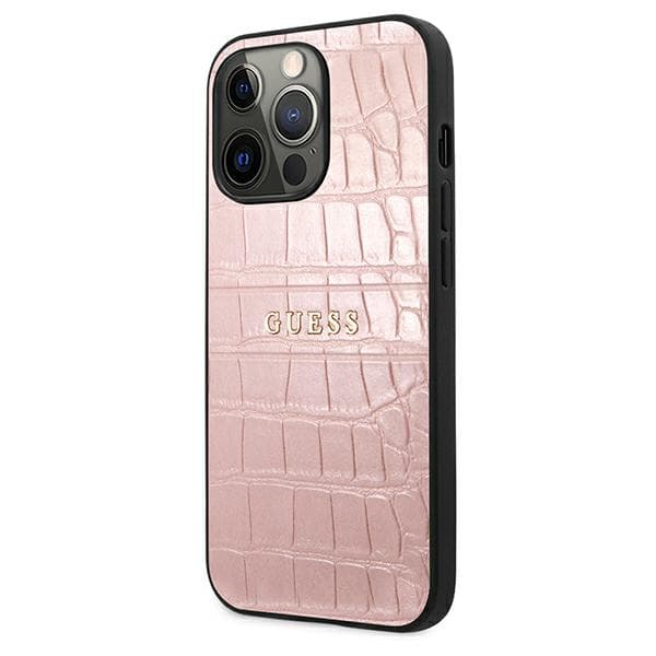 Guess Croco Strap Collection-etui til iPhone 13 Pro / 13, lyserød